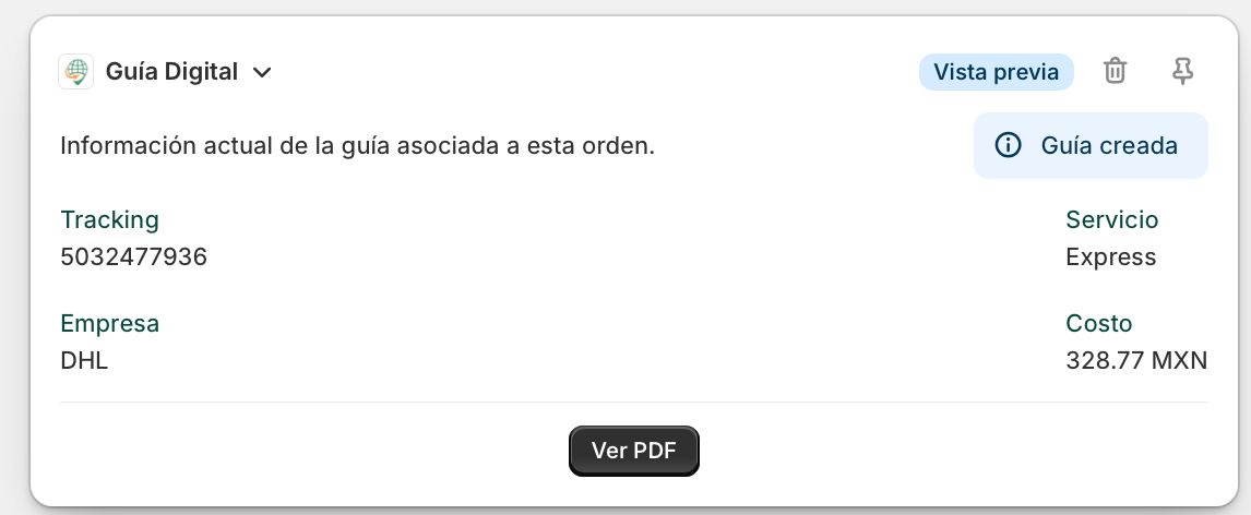 Guía dentro del pedido